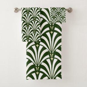 Palmettos verde oscuro y blancos del art déco de