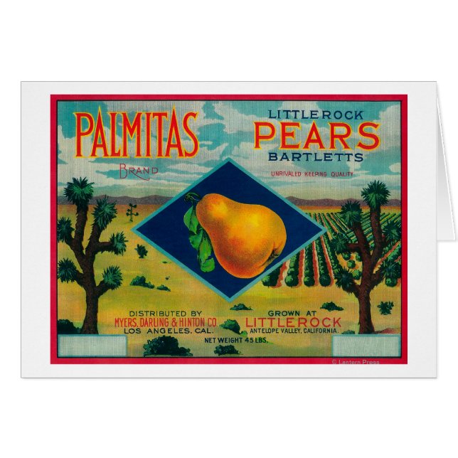 Palmitas Pear Crate LabelAntelope Valley, CA (Anverso (Horizontal))