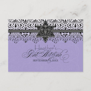 Palo blanco negro Mitzvah RSVP de la plata de la