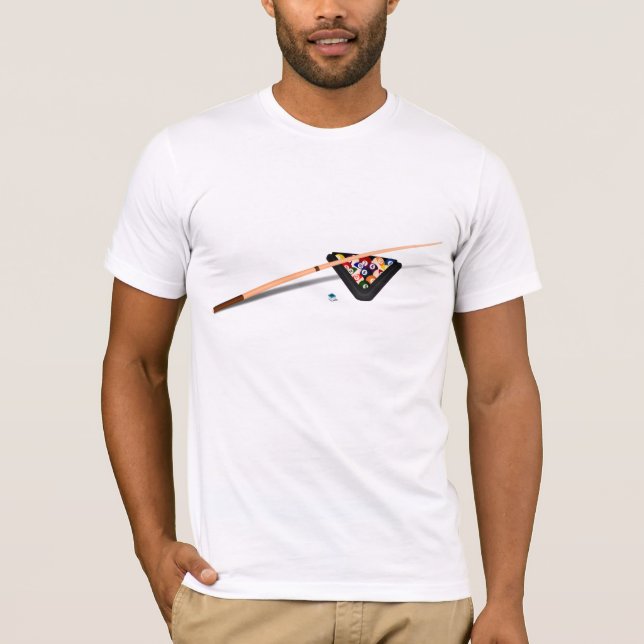 Palo de cubo y camiseta con bolas de billar (Anverso)