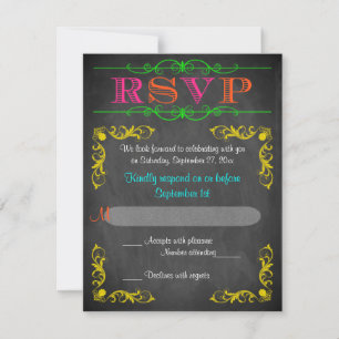 Palo de neón Mitzvah RSVP de la pizarra