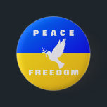 Palo de paz apoya botón de Ucrania bandera de Ucra<br><div class="desc">Apoya a los Botones de Ucrania - Paloma de paz - Paz - Libertad - Solidaridad - Bandera ucraniana - Juntos fuertes - ¡Victoria de la libertad! Hagamos del mundo un lugar mejor - ¡todos juntos! Un mundo mejor comienza - depende - ¡los necesita también! Puede transferir a más de...</div>
