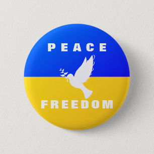 Palo de paz apoya botón de Ucrania bandera de Ucra