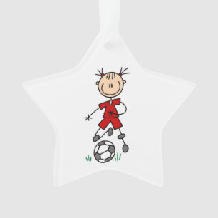 Palo Figura Soccer Rojo Uniforme Ornamento acrílic