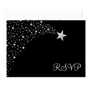 Palo negro de plata Mitzvah RSVP de las estrellas