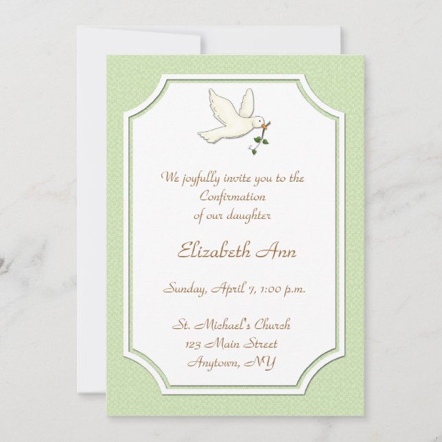 Paloma cristiana, invitación verde (Anverso)