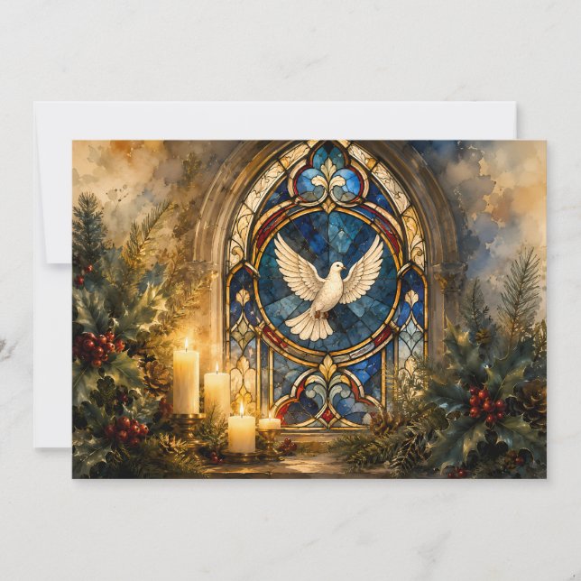 Paloma de Vidrio Emplomado Navidad Ventana (Anverso)