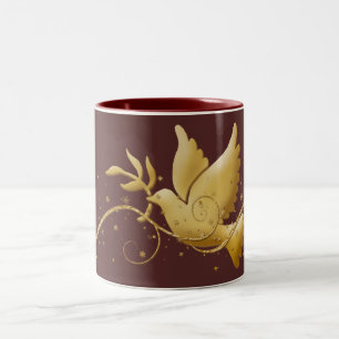Paloma del oro de las tazas y de las tazas de caf