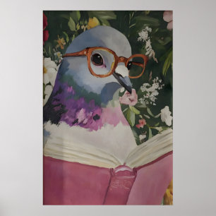 Paloma extravagante leyendo en la impresión artíst