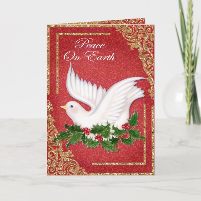 Paloma y acebo del oro del navidad (Anverso)