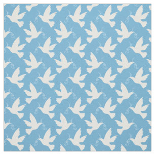 Palomas blancas de paz con tela de trazo azul