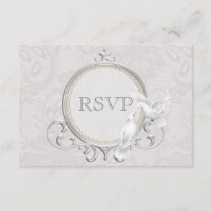 Palomas blancas y bodas paisley de encaje RSVP