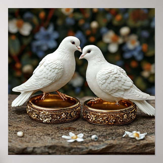 Palomas de Boda Arte de Naturaleza Elegante 🕊️🌸� (Frente)