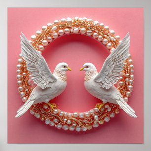 Palomas de boda elegantes Símbolo de amor Arte rom