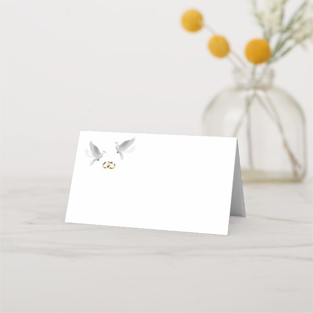 Palomas de casamiento de la tarjeta del lugar del  (Anverso)