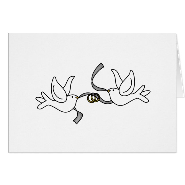 Palomas de la boda con las tarjetas de los anillos (Anverso (Horizontal))