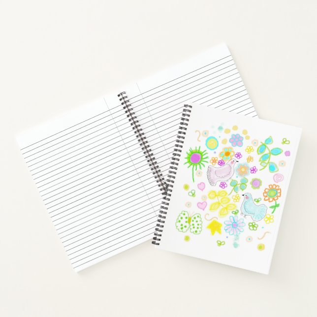 Palomas de la paz y cuaderno floral (Interior)