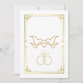 Palomas doradas y anillos - Elegante invitación a 