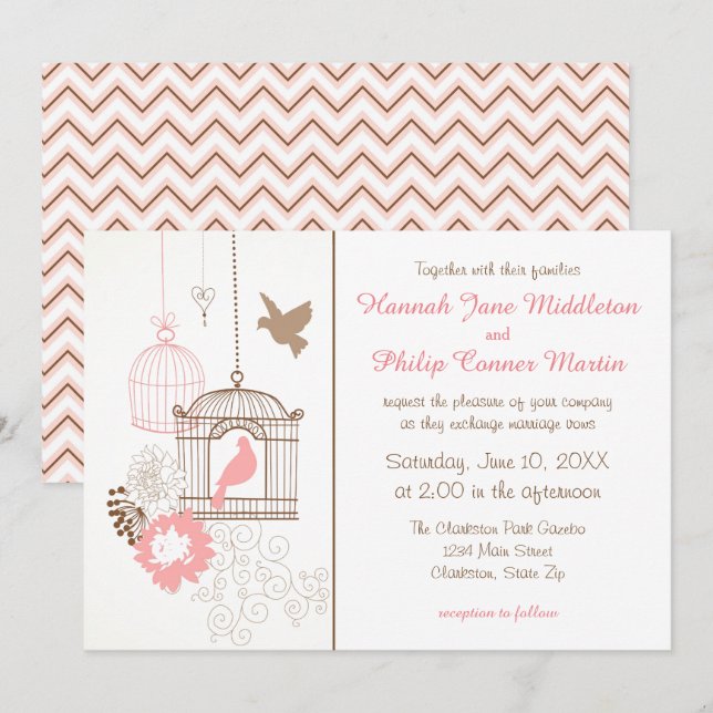 Palomas & Jaulas - Invitación de Boda (Anverso / Reverso)