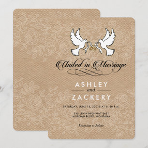 Palomas marrones y blancos Invitación a la boda