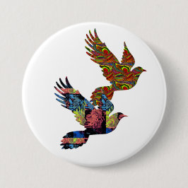palomas para la paz lindo diseño de botón inspirad