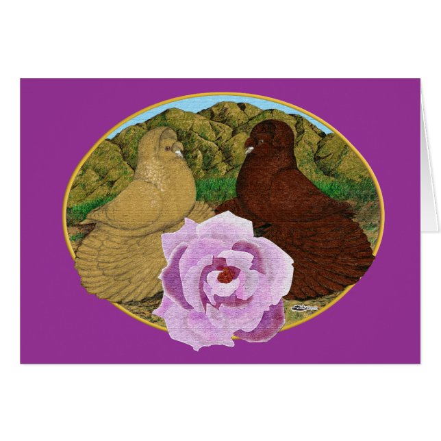 Palomas trompeteras y rosa (Anverso (Horizontal))