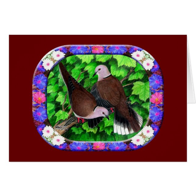 Palomas y flores enmarcadas (Anverso (Horizontal))