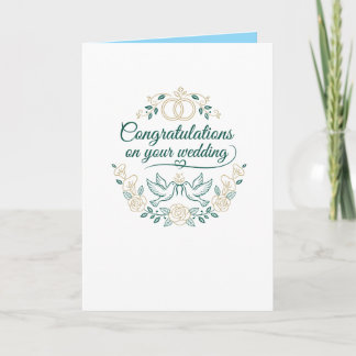 Palomas y Rosas, Felicitaciones de Boda Tarjeta en