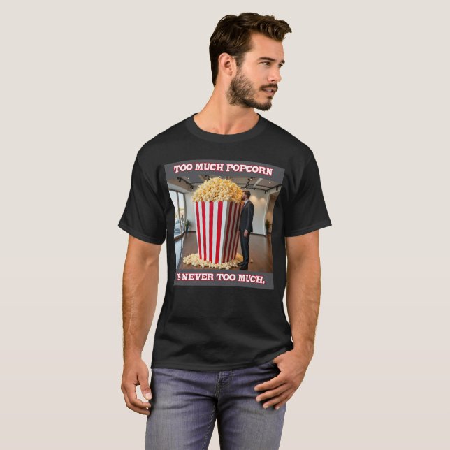 Palomitas de maíz Cualquier hombre camiseta negra (Anverso completo)