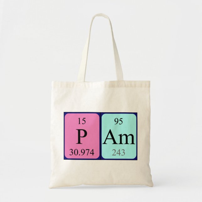 Pam nombre de tabla periódica de la bolsa (Frente)