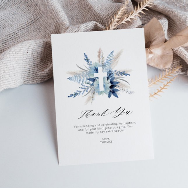 pampas bautismo floral tarjeta de agradecimiento (Subido por el creador)