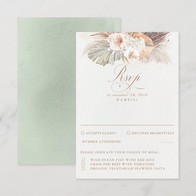 Pampas Boda de Foliaje Seco de Grass RSVP (Anverso / Reverso)