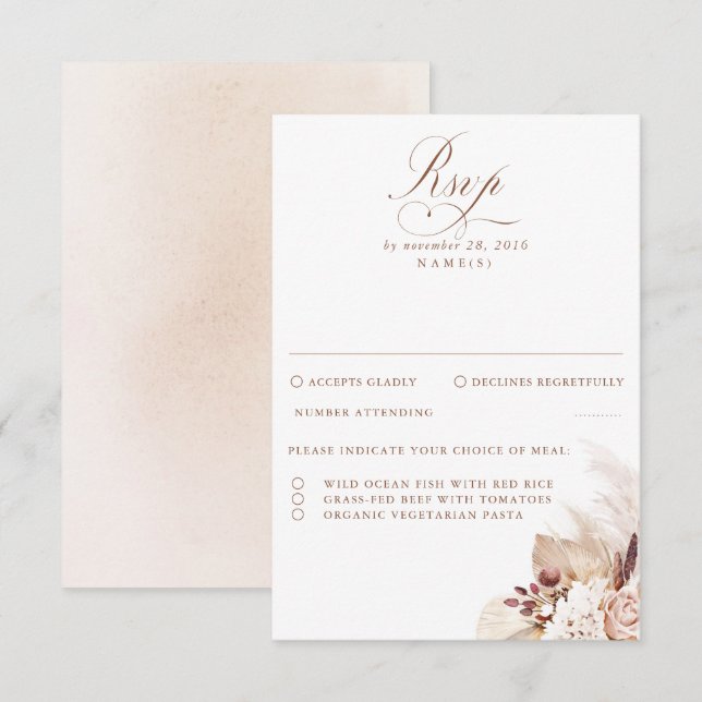 Pampas Boda de Foliaje Seco de Grass RSVP (Anverso / Reverso)