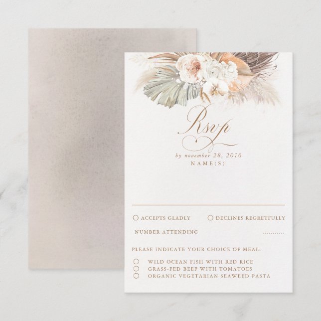 Pampas Boda de Foliaje Seco de Grass RSVP (Anverso / Reverso)