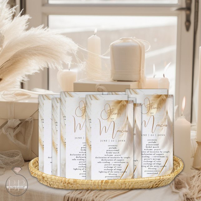 Pampas bohemio dorado elegante (Display your programs  for guests to have in hand )