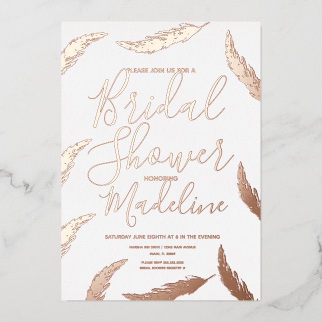 Pampas Bridal Shower Prestige Invitaciones de matr (Anverso)