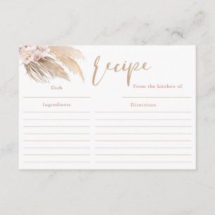 Pampas césped boho bohemia tarjeta de recetas