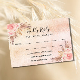 Pampas césped floros boho boda RSVP
