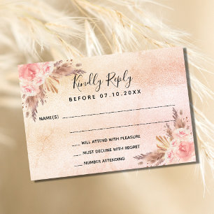 Pampas césped floros boho boda RSVP