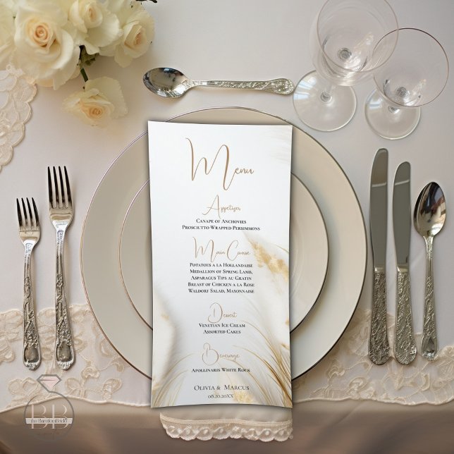Pampas de oro floral bohemia elegante (Stunning elegant ivory and gold pampas  menu )