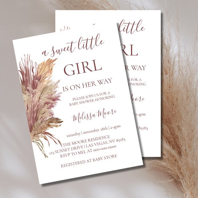 Pampas elegancia mauve invitación a la ducha de be (Subido por el creador)