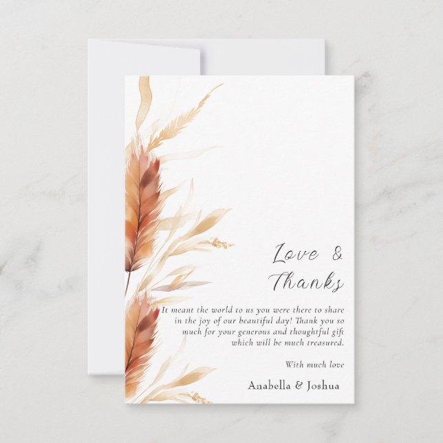 Pampas Gracias tarjeta Boda (Anverso)