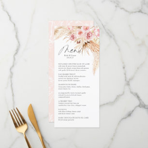 Pampas Gras MOdern Boho Rubor PInk Carta de menú