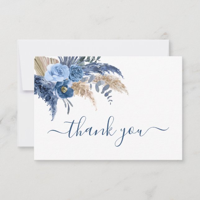 Pampas Grass blue gracias tarjeta de nota (Anverso)