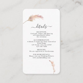 Pampas Grass Bohemian Boda Tarjeta de detalles
