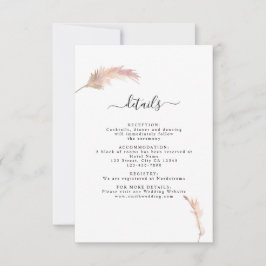 Pampas Grass Bohemian Boda Tarjeta de detalles