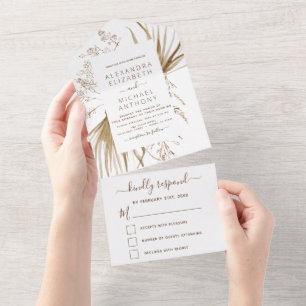 Pampas Grass Bohemian Boho Wedding Invitación