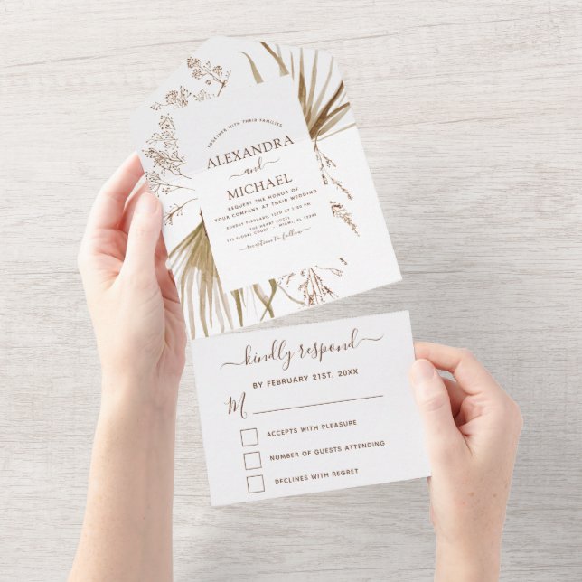 Pampas Grass Bohemian Boho Wedding Invitación (desgarro)