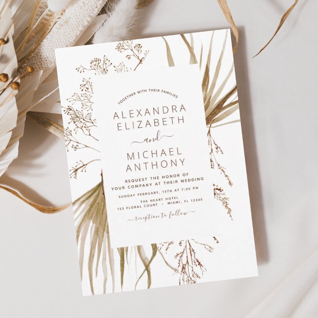 Pampas Grass Bohemian Boho Wedding Invitación (Subido por el creador)