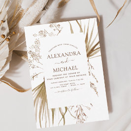Pampas Grass Bohemian Boho Wedding Invitación